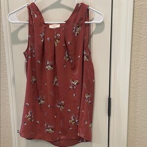 LOFT Women's Sleeveless Floral Blouse - Rust Red